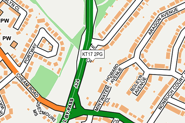 KT17 2PG map - OS OpenMap – Local (Ordnance Survey)