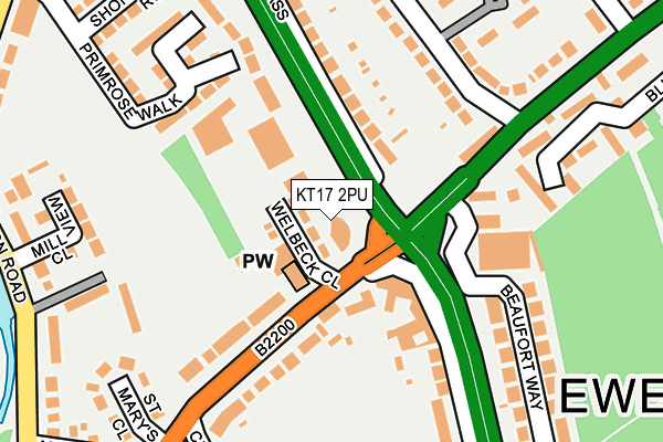 KT17 2PU map - OS OpenMap – Local (Ordnance Survey)