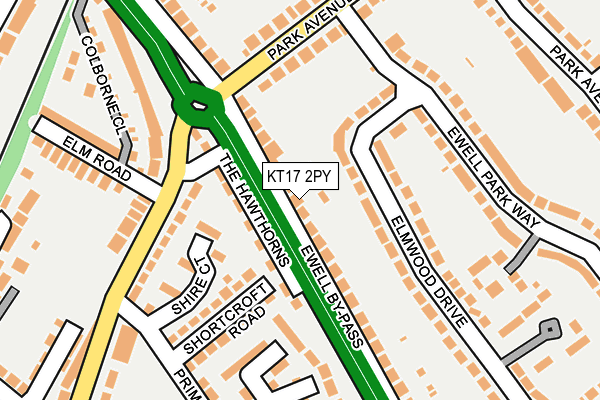 KT17 2PY map - OS OpenMap – Local (Ordnance Survey)