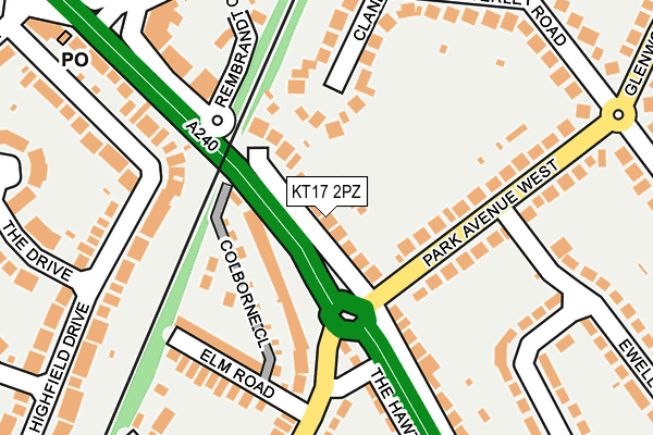 KT17 2PZ map - OS OpenMap – Local (Ordnance Survey)