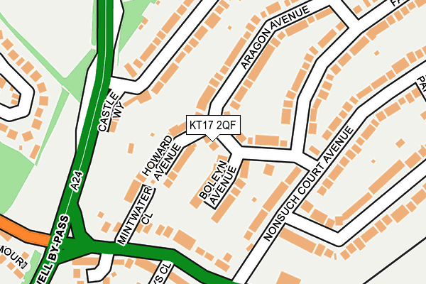 KT17 2QF map - OS OpenMap – Local (Ordnance Survey)