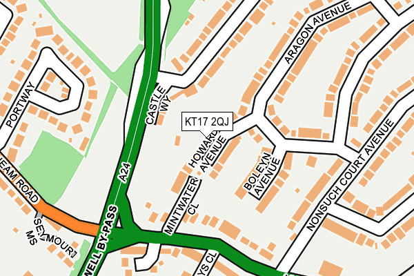 KT17 2QJ map - OS OpenMap – Local (Ordnance Survey)