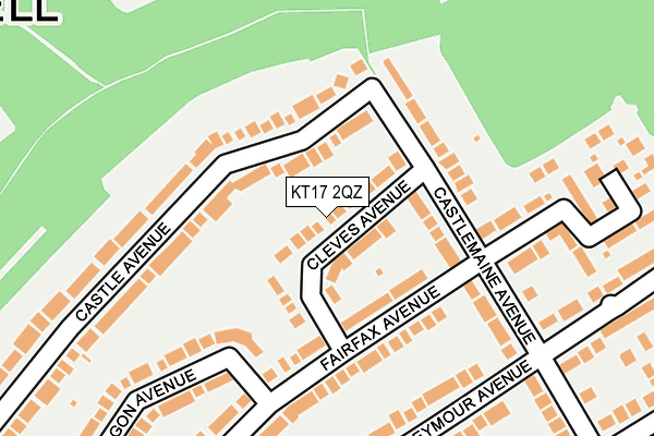 KT17 2QZ map - OS OpenMap – Local (Ordnance Survey)