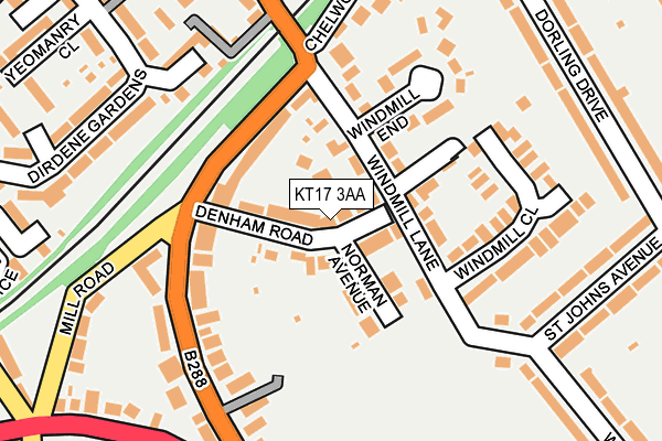 KT17 3AA map - OS OpenMap – Local (Ordnance Survey)