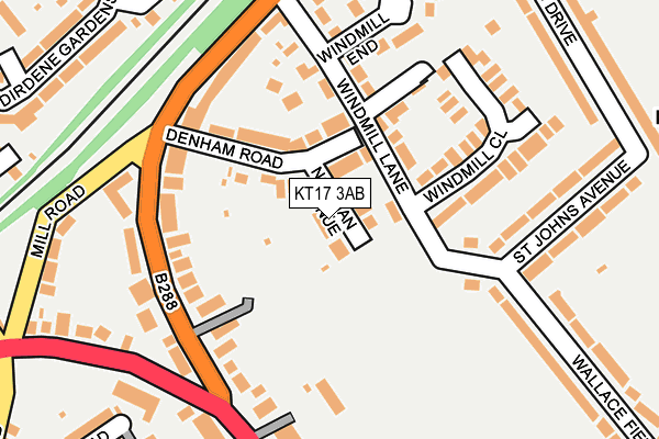 KT17 3AB map - OS OpenMap – Local (Ordnance Survey)