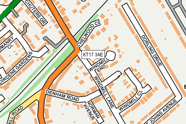 KT17 3AE map - OS OpenMap – Local (Ordnance Survey)