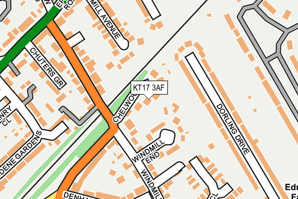 KT17 3AF map - OS OpenMap – Local (Ordnance Survey)