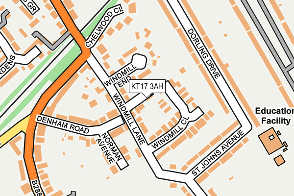 KT17 3AH map - OS OpenMap – Local (Ordnance Survey)
