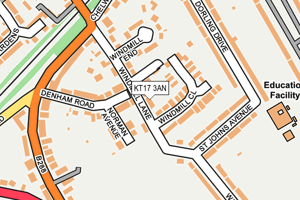 KT17 3AN map - OS OpenMap – Local (Ordnance Survey)