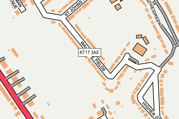 KT17 3AX map - OS OpenMap – Local (Ordnance Survey)