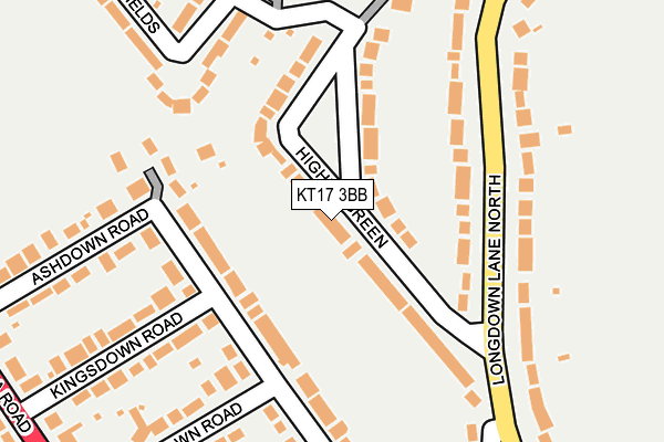 KT17 3BB map - OS OpenMap – Local (Ordnance Survey)