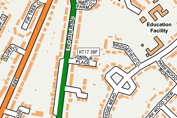 KT17 3BF map - OS OpenMap – Local (Ordnance Survey)