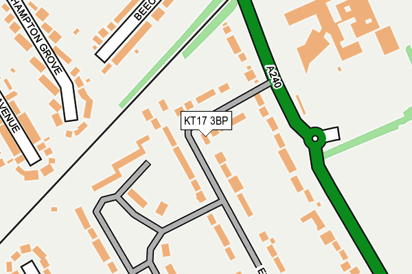 KT17 3BP map - OS OpenMap – Local (Ordnance Survey)