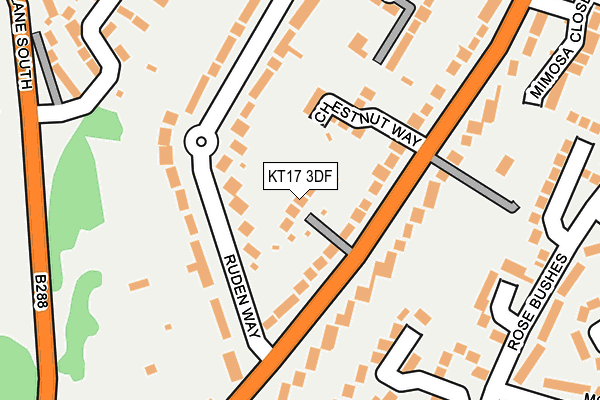 KT17 3DF map - OS OpenMap – Local (Ordnance Survey)