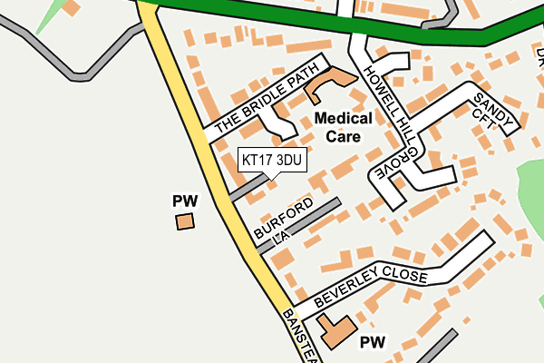 KT17 3DU map - OS OpenMap – Local (Ordnance Survey)
