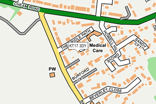 KT17 3DY map - OS OpenMap – Local (Ordnance Survey)