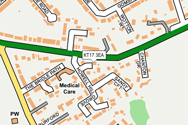 KT17 3EA map - OS OpenMap – Local (Ordnance Survey)