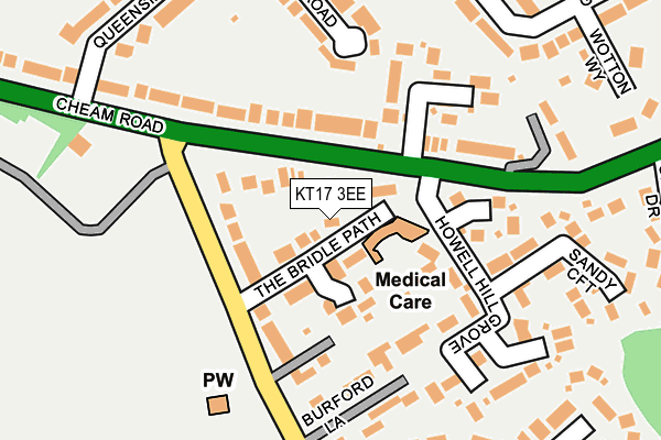 KT17 3EE map - OS OpenMap – Local (Ordnance Survey)