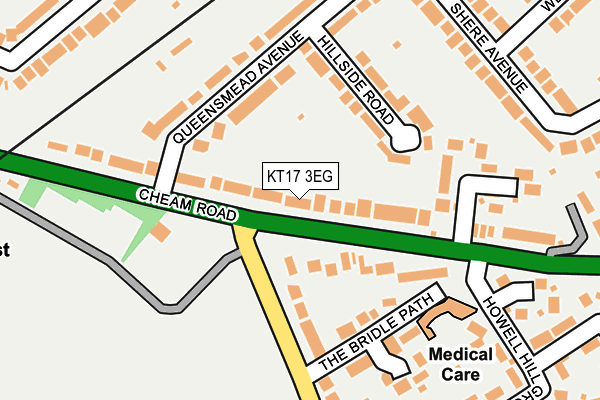 KT17 3EG map - OS OpenMap – Local (Ordnance Survey)