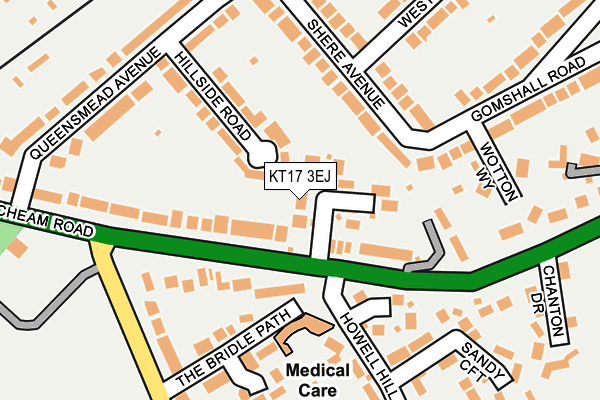 KT17 3EJ map - OS OpenMap – Local (Ordnance Survey)
