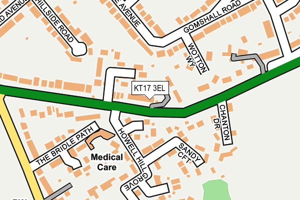 KT17 3EL map - OS OpenMap – Local (Ordnance Survey)