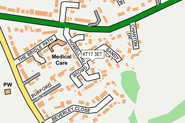 KT17 3ET map - OS OpenMap – Local (Ordnance Survey)
