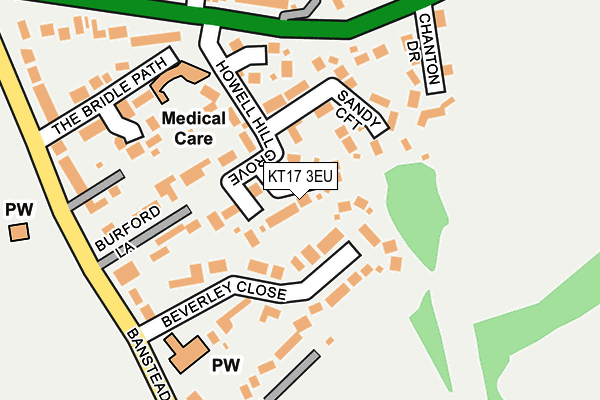 KT17 3EU map - OS OpenMap – Local (Ordnance Survey)