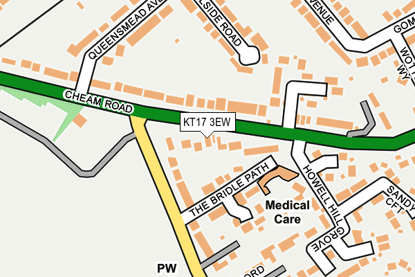 KT17 3EW map - OS OpenMap – Local (Ordnance Survey)