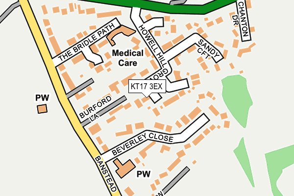KT17 3EX map - OS OpenMap – Local (Ordnance Survey)