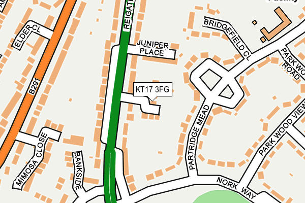 KT17 3FG map - OS OpenMap – Local (Ordnance Survey)