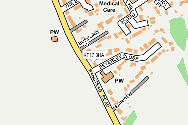 KT17 3HA map - OS OpenMap – Local (Ordnance Survey)