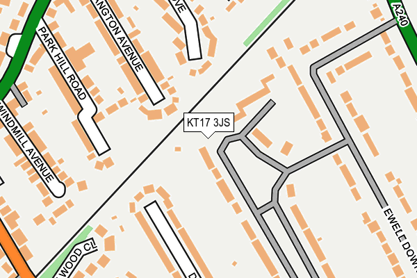 KT17 3JS map - OS OpenMap – Local (Ordnance Survey)
