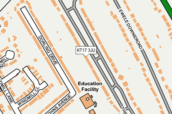KT17 3JU map - OS OpenMap – Local (Ordnance Survey)