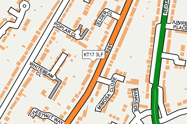 KT17 3LF map - OS OpenMap – Local (Ordnance Survey)