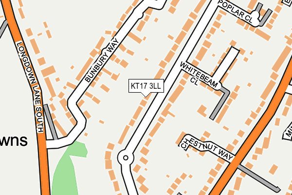 KT17 3LL map - OS OpenMap – Local (Ordnance Survey)