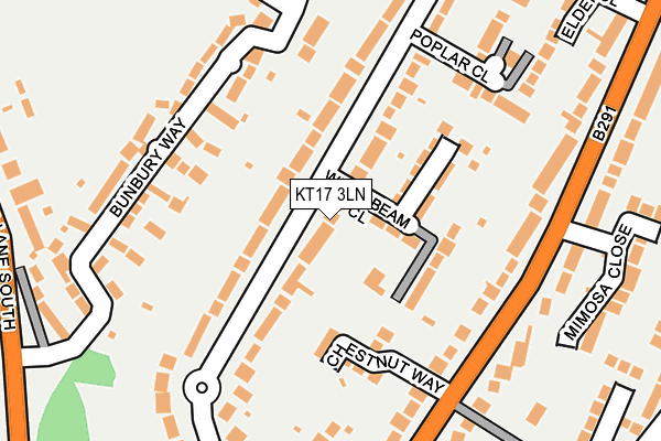 KT17 3LN map - OS OpenMap – Local (Ordnance Survey)