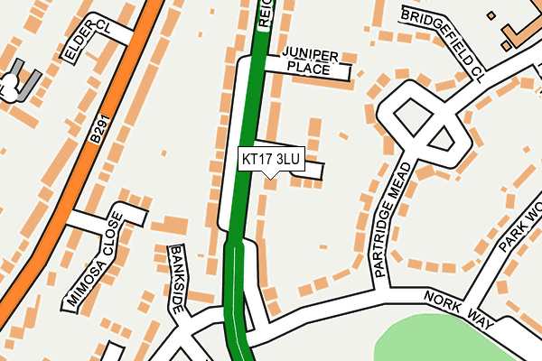 KT17 3LU map - OS OpenMap – Local (Ordnance Survey)
