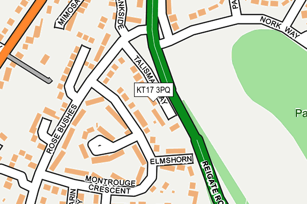 KT17 3PQ map - OS OpenMap – Local (Ordnance Survey)