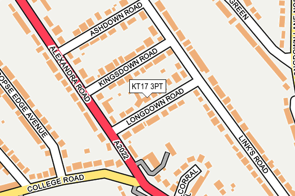 KT17 3PT map - OS OpenMap – Local (Ordnance Survey)