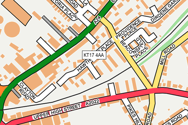 KT17 4AA map - OS OpenMap – Local (Ordnance Survey)