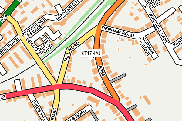 KT17 4AJ map - OS OpenMap – Local (Ordnance Survey)