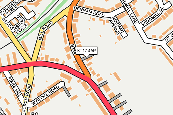 KT17 4AP map - OS OpenMap – Local (Ordnance Survey)