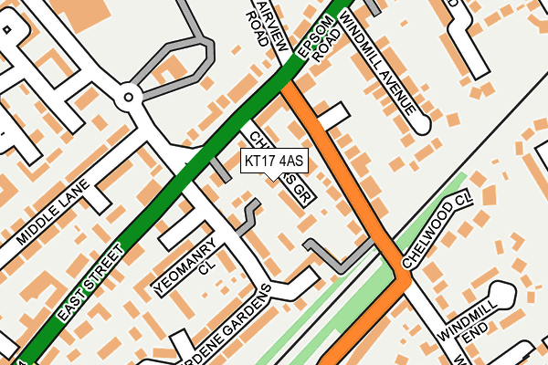 KT17 4AS map - OS OpenMap – Local (Ordnance Survey)