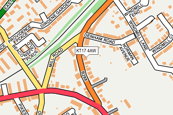 KT17 4AW map - OS OpenMap – Local (Ordnance Survey)