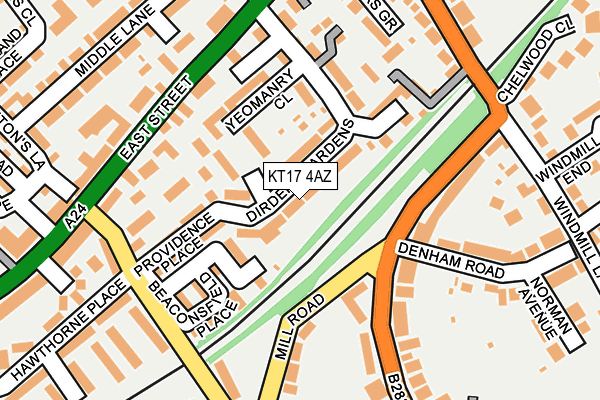 KT17 4AZ map - OS OpenMap – Local (Ordnance Survey)