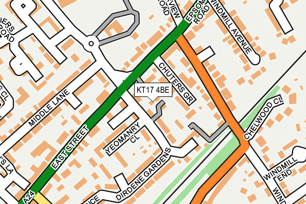 KT17 4BE map - OS OpenMap – Local (Ordnance Survey)