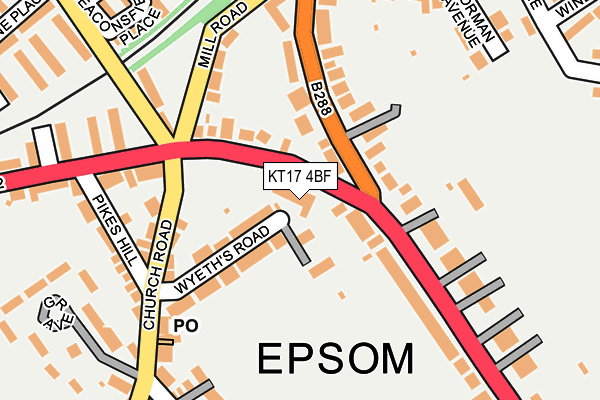 KT17 4BF map - OS OpenMap – Local (Ordnance Survey)