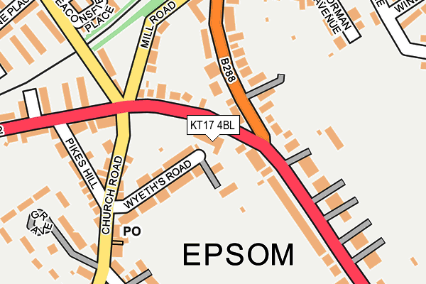 KT17 4BL map - OS OpenMap – Local (Ordnance Survey)