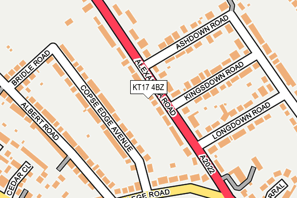 KT17 4BZ map - OS OpenMap – Local (Ordnance Survey)