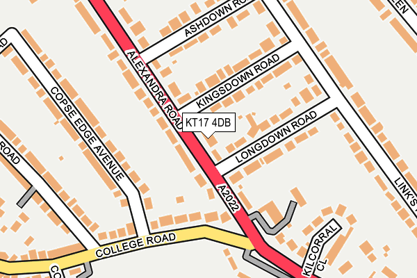 KT17 4DB map - OS OpenMap – Local (Ordnance Survey)